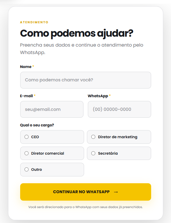 formulario - Yellow Lead Conect Pluggin wordpress de formul&aacute;rio, CRM e atendimento com IA